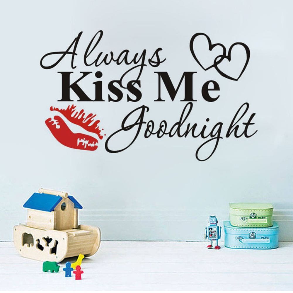 Adesivos de parede Always Kiss Me Goodnight Red Lipstick Kiss