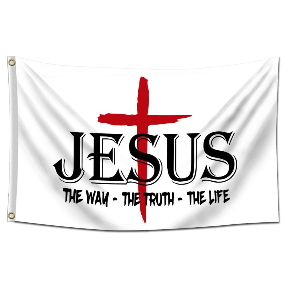 Bandeira Jesus O Caminho, A Verdade, A Vida 90x150cm - Christian