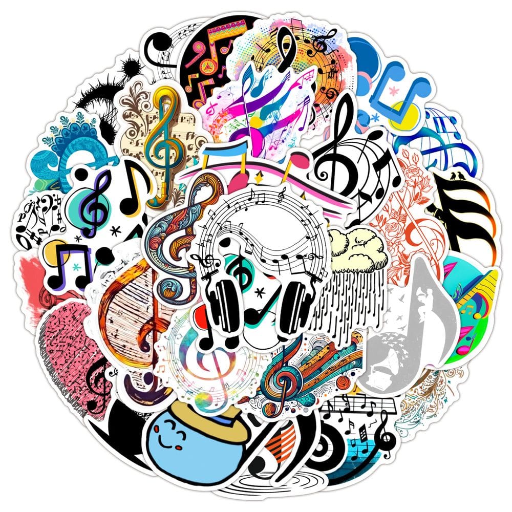 Adesivos Music Note, decalques de vinil, 50 unidades para itens pessoais