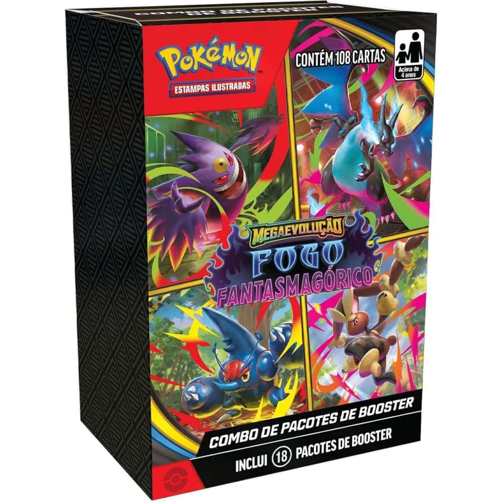Mini Display Pokémon Tcg Me02 Fogo Fantasmagorico - 108 Cartas Copag