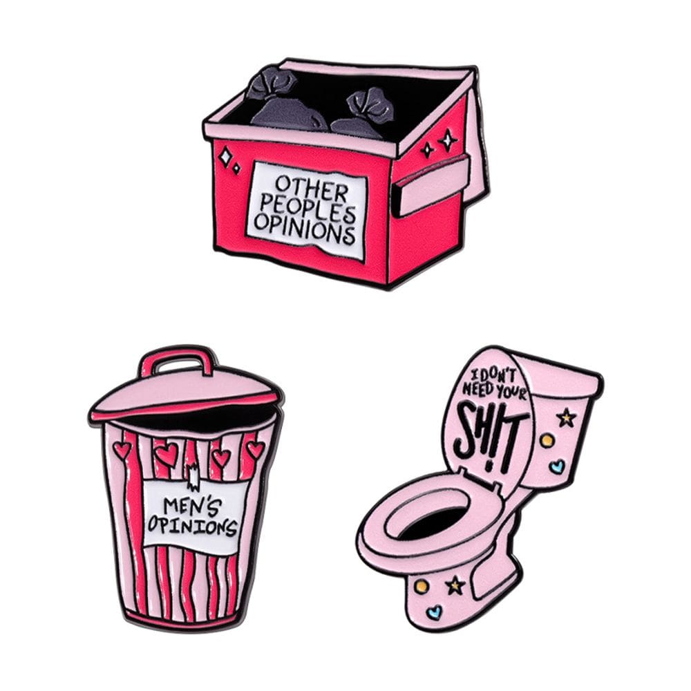 Conjunto de broches Funny Quote Cartoon Trash Can Box Alloy