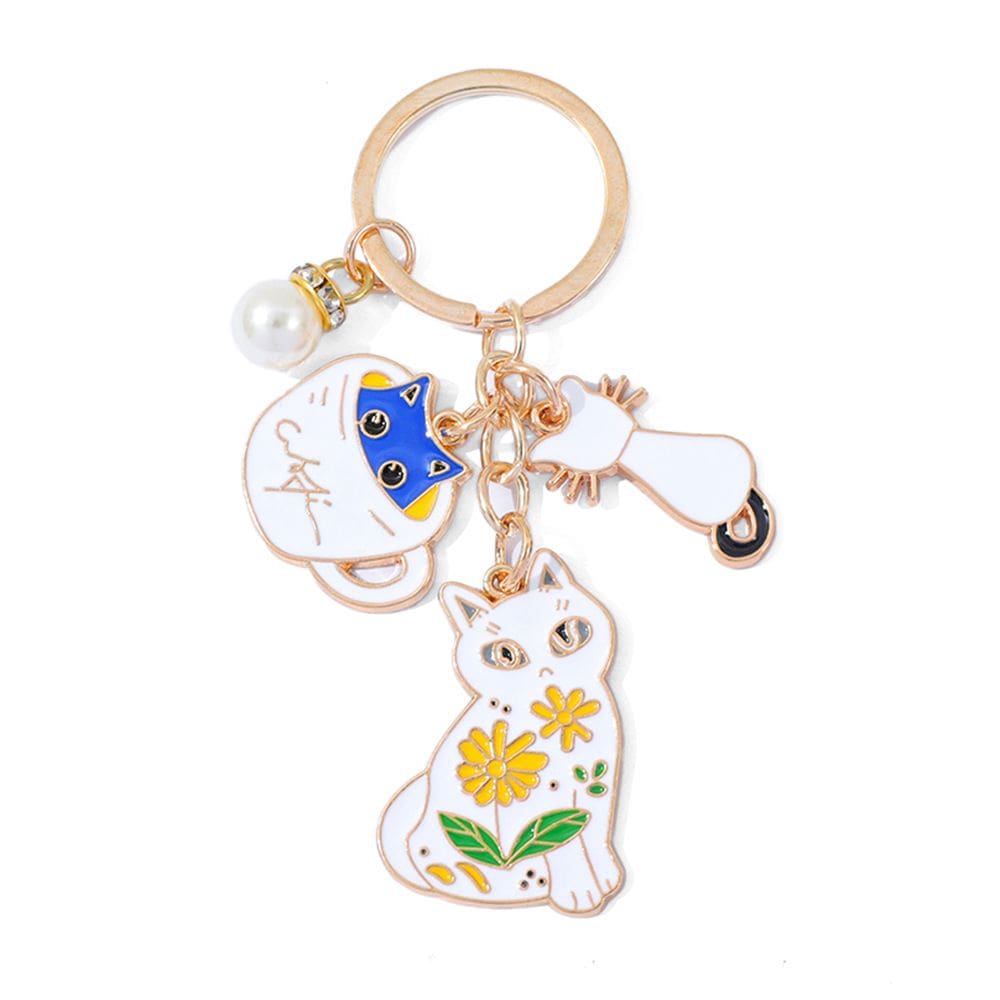 Chaveiro Elegant Cat para mulheres, porta-chaves esmaltado para gatos
