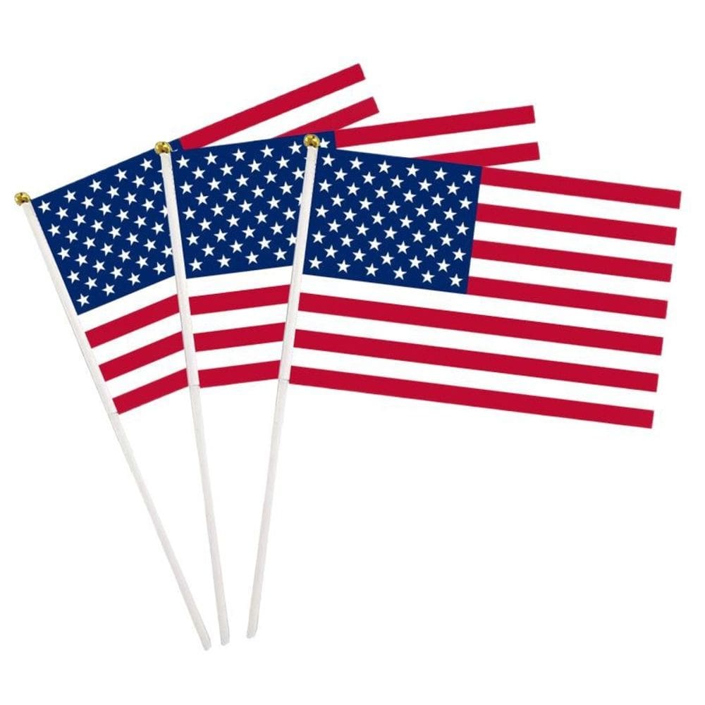 Conjunto de 3 bandeiras em miniatura dos EUA, 14x21cm, poliéster, portátil