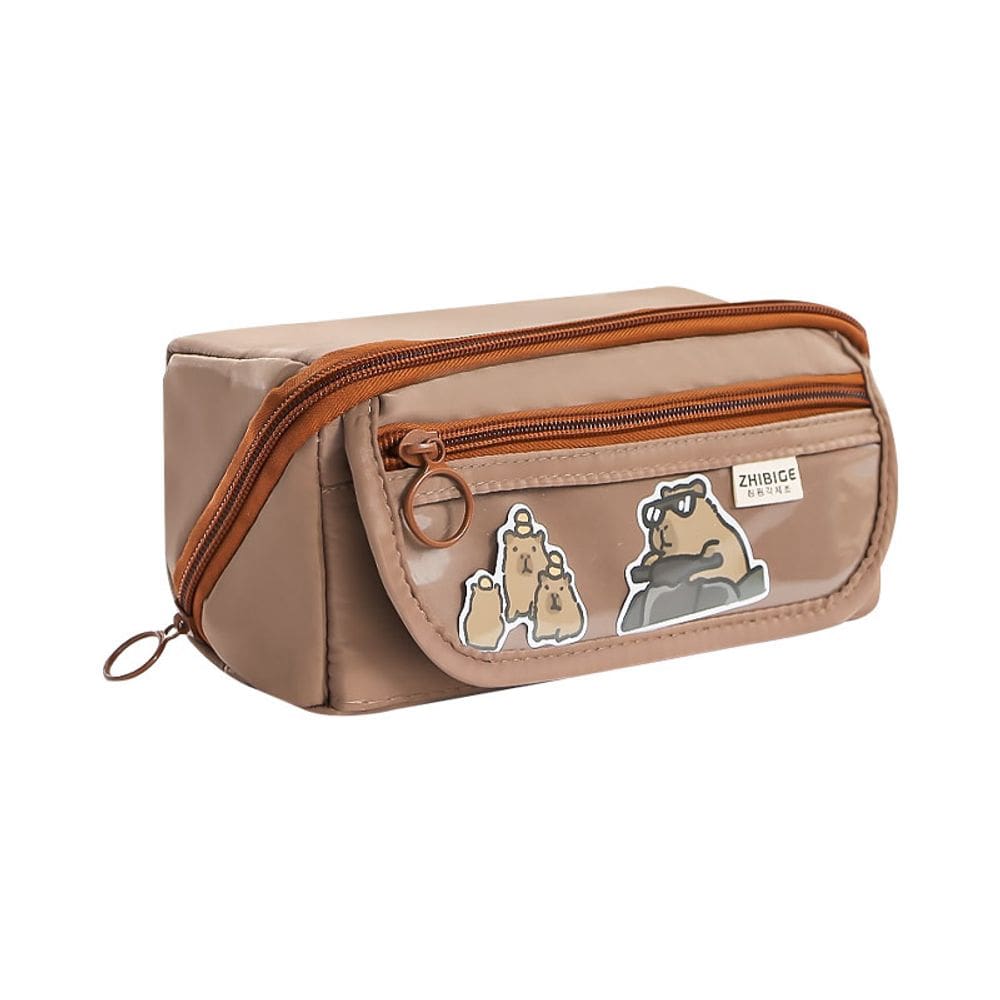 Estojo de lápis Capybara transparente de grande capacidade