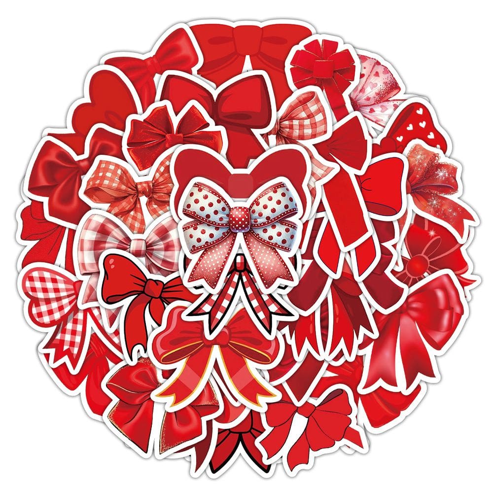 Adesivos, gravata borboleta vermelha, fofa e criativa, decalque de laço de desenho animado x50