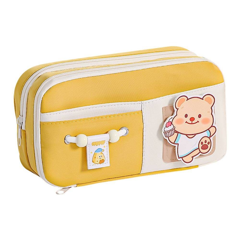 Estojo de lápis Cute Cheese de grande capacidade em poliéster estilo Ins-Style
