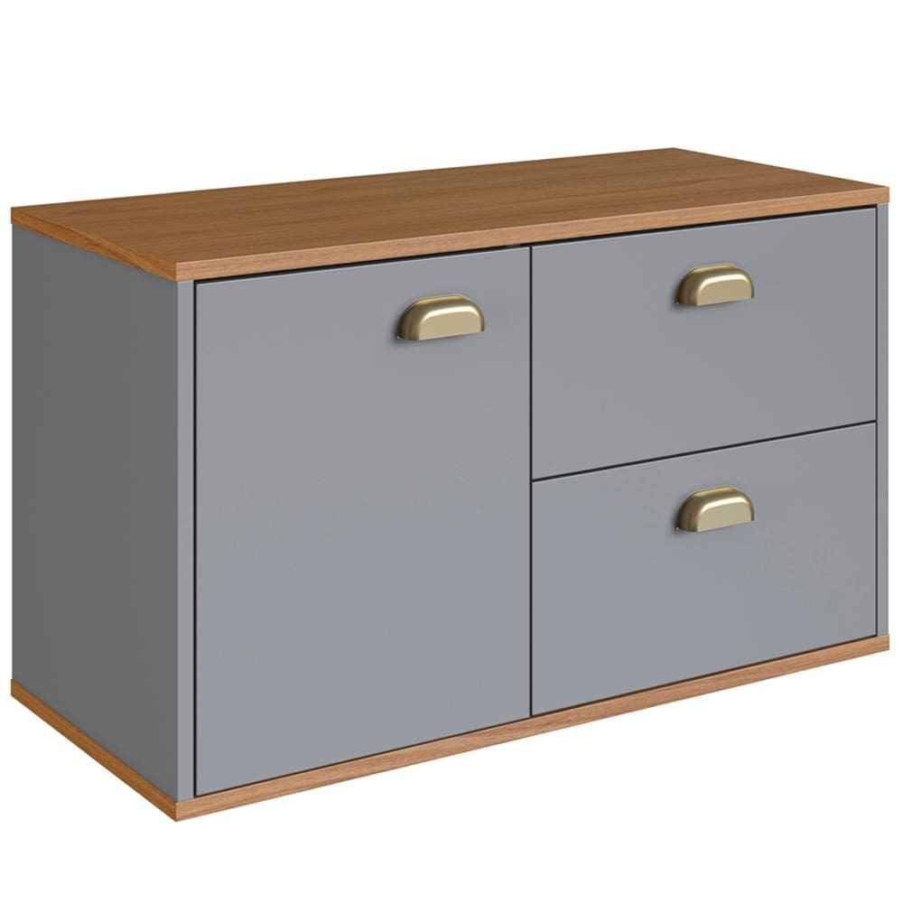 Gabinete Suspenso 01 Porta 2 Gavetas 80 cm MDF Livia FAEM