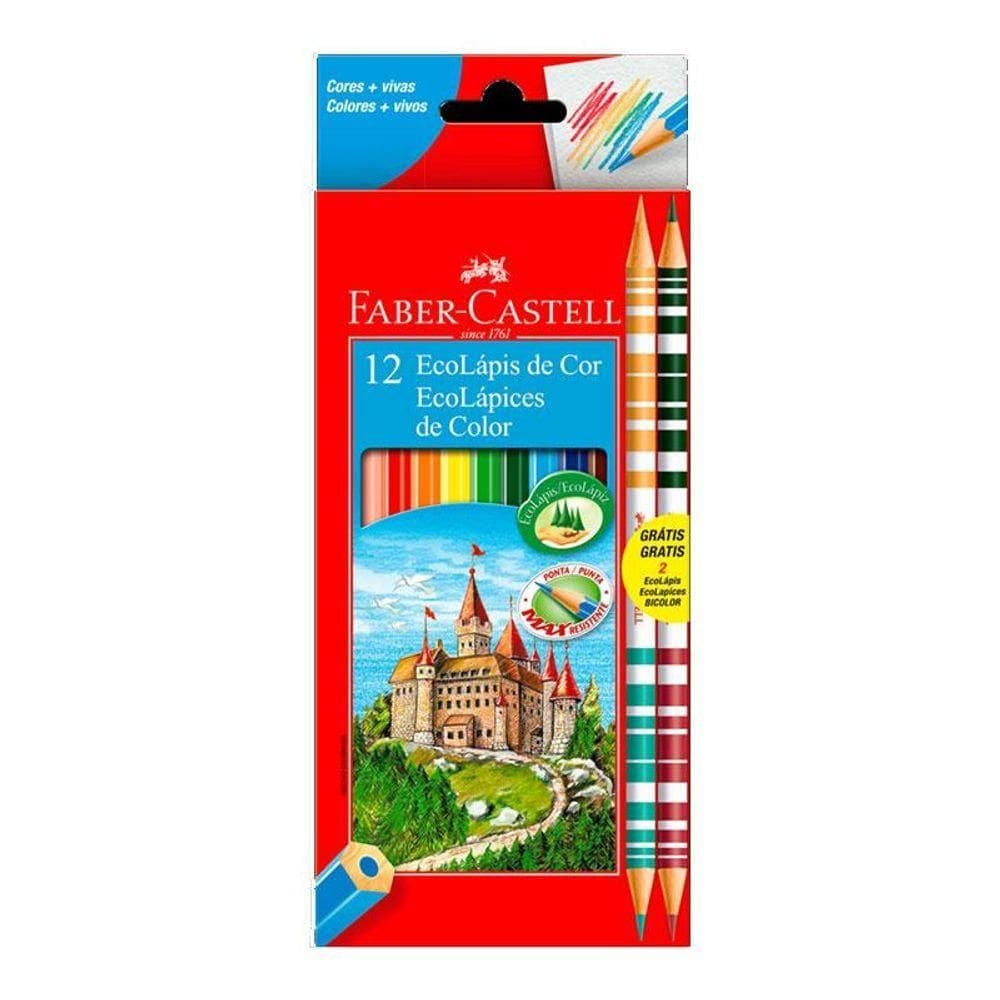 Lápis De Cor Ecolápis 120112 10 Cores + 2 Bicolor - Faber Castell