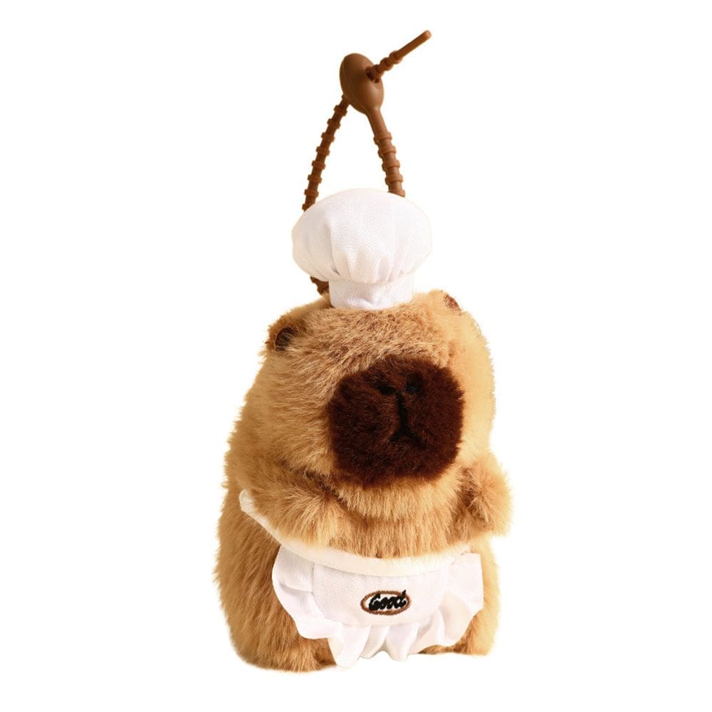 Chaveiro de pelúcia Cute Capybara Chef Animal Chaveiro 14,5 cm