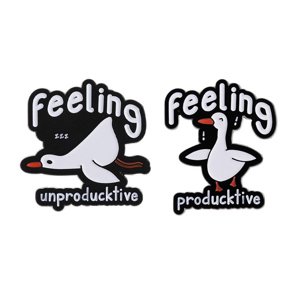 Conjunto de broches Funny Goose Cartoon White Goose Alloy