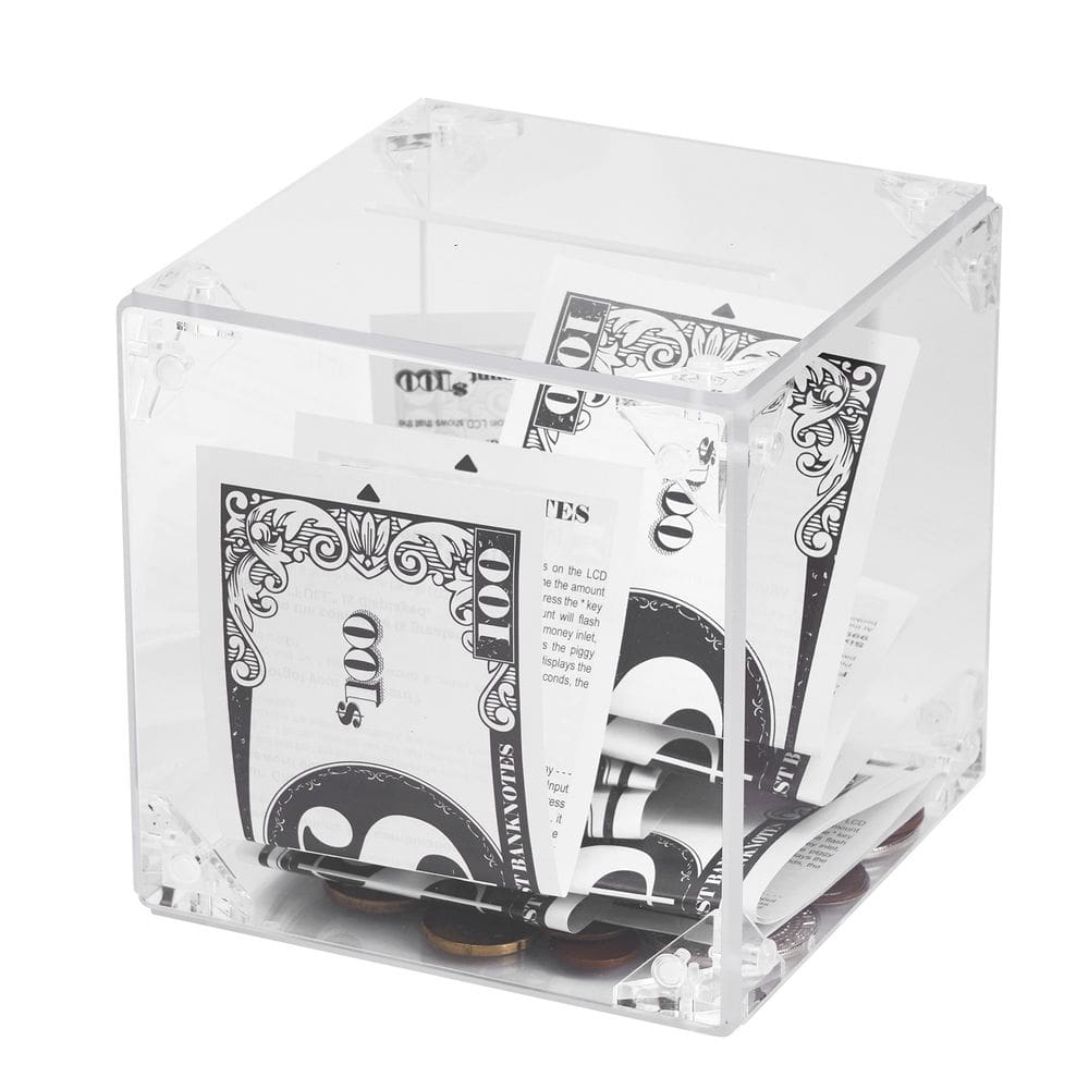 Caixa economizadora de dinheiro, montagem transparente, somente acrílica, elegante