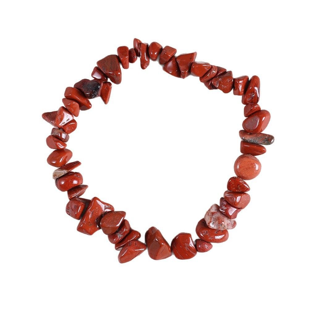 Pulseira Natural Crystal Chip para mulheres com pedras preciosas vermelhas