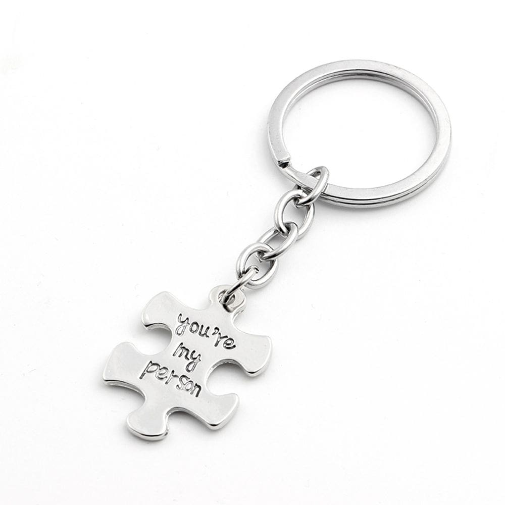 Chaveiro de quebra-cabeça: liga de zinco prateado, você é minha pessoa