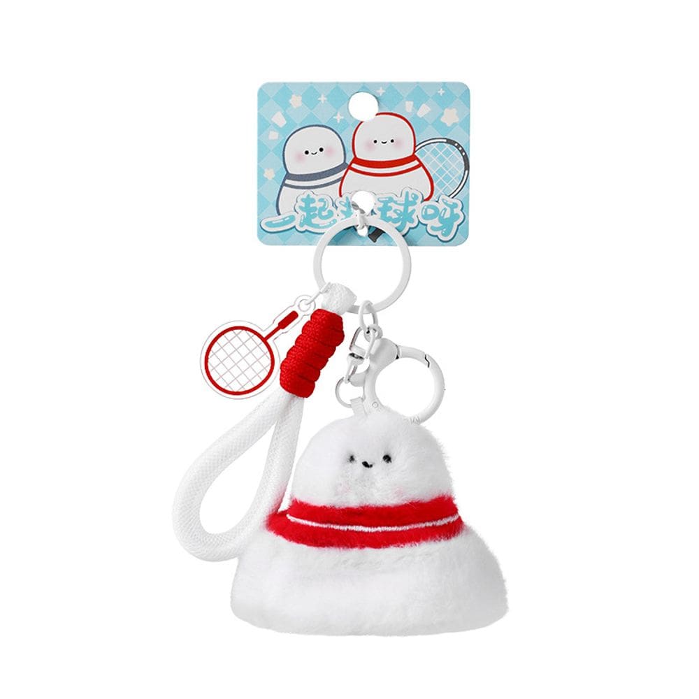 Chaveiro, raquete de badminton de pelúcia com design de peteca
