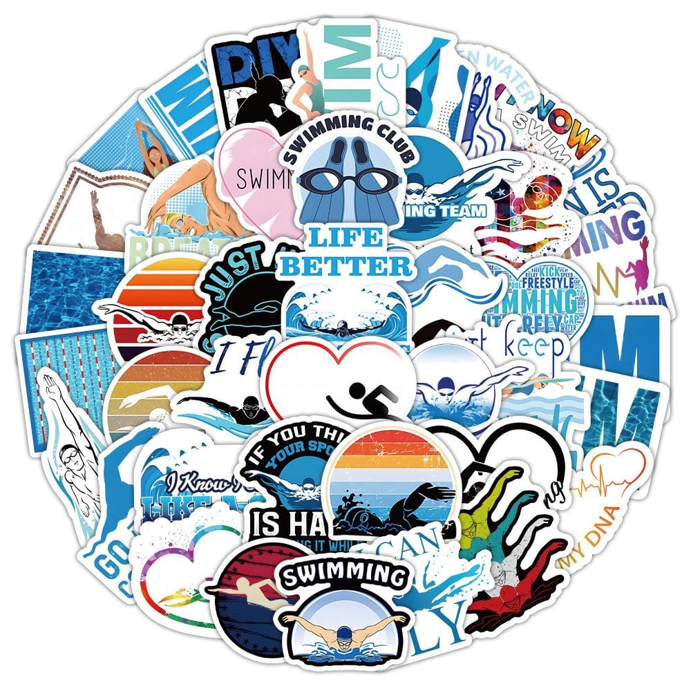 Conjunto de adesivos Swimming Cartoon Swim Decalques para garrafas de água