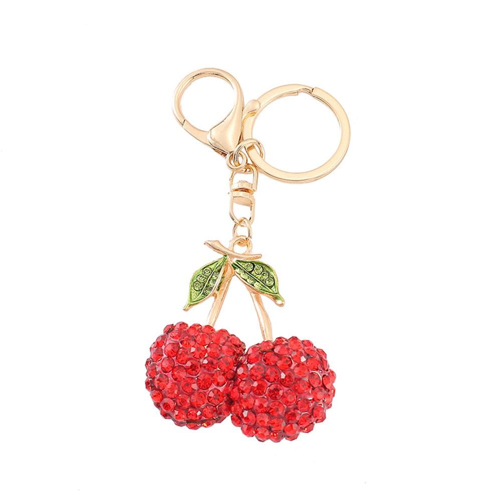 Chaveiro Cherry Crystal 3D Alloy Fruit Chaveiro com Rh vermelho