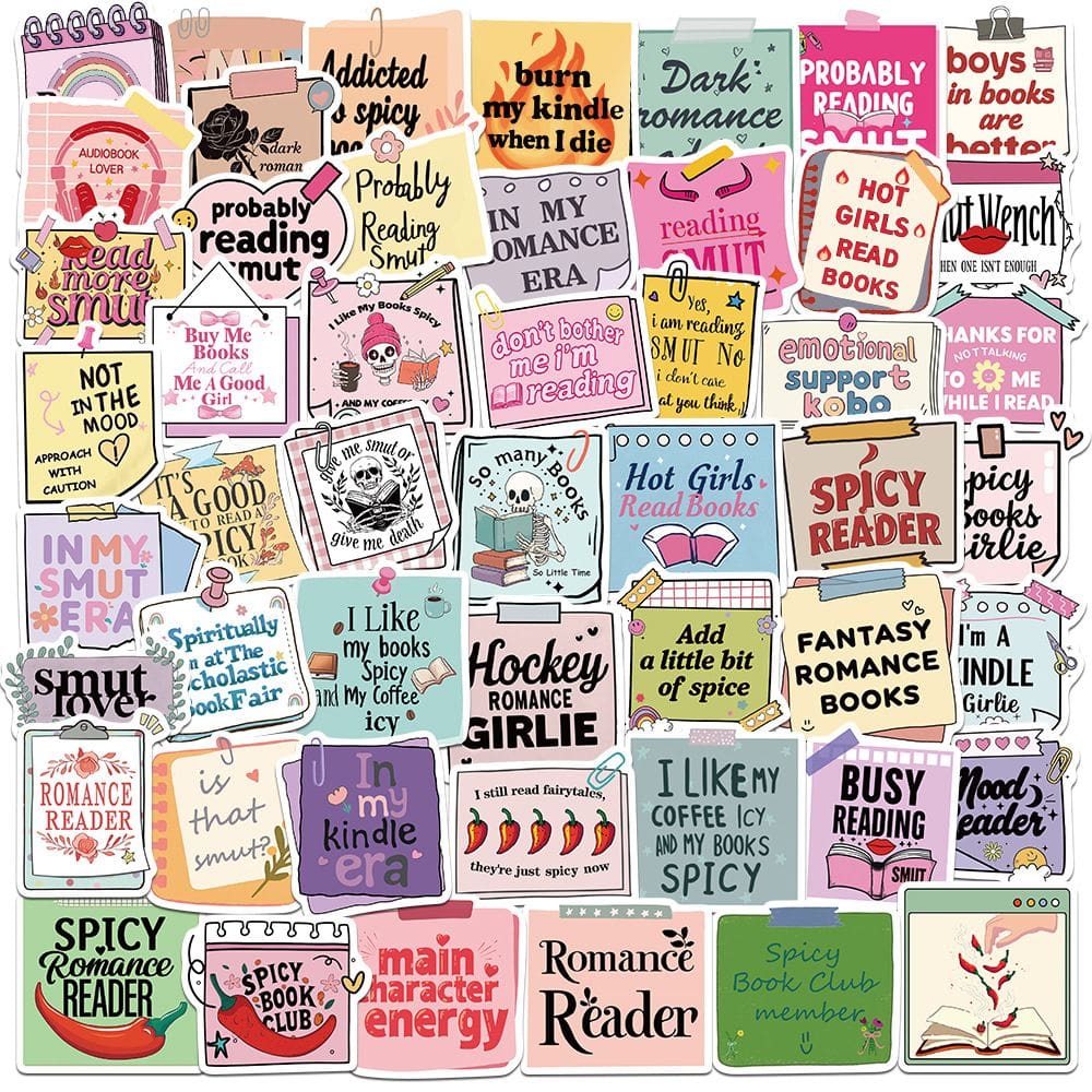 Pacote de adesivos Pink Aesthetic Book Lover, 50 unidades à prova d`água