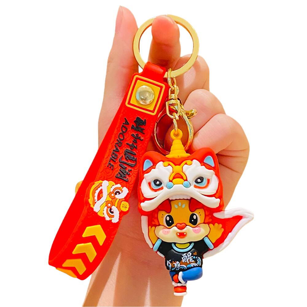 Chaveiro de Ano Novo Chinês Lion Dance Dragon PVC 2-10cm