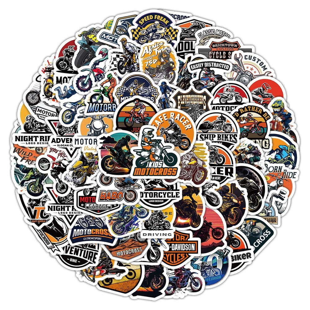 Conjunto de adesivos de 100 peças de motocicleta para crianças, bagagem, laptop e skate