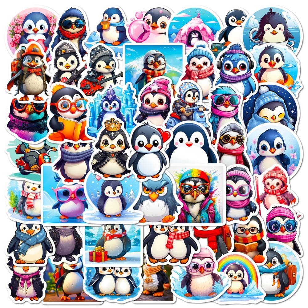 Pacote de adesivos Penguin Cartoon Animal Vinyl 50 unidades à prova d`água