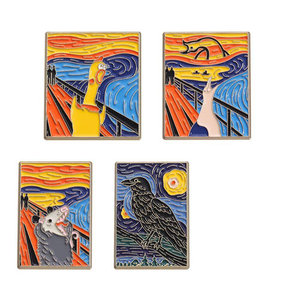 Conjunto de alfinetes de broche, pintura artística colorida, alfinetes de blusa criativos