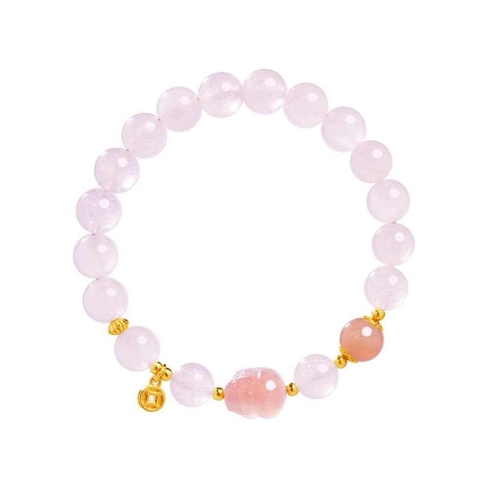 Pulseira de quartzo rosa para mulheres com prata S925 Pixius