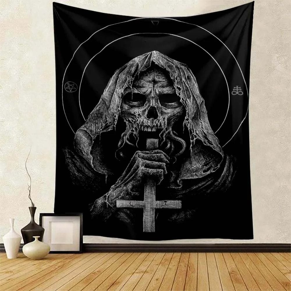 Tapeçaria para pendurar na parede Gothic Grim Reaper 150 cm x 130 cm