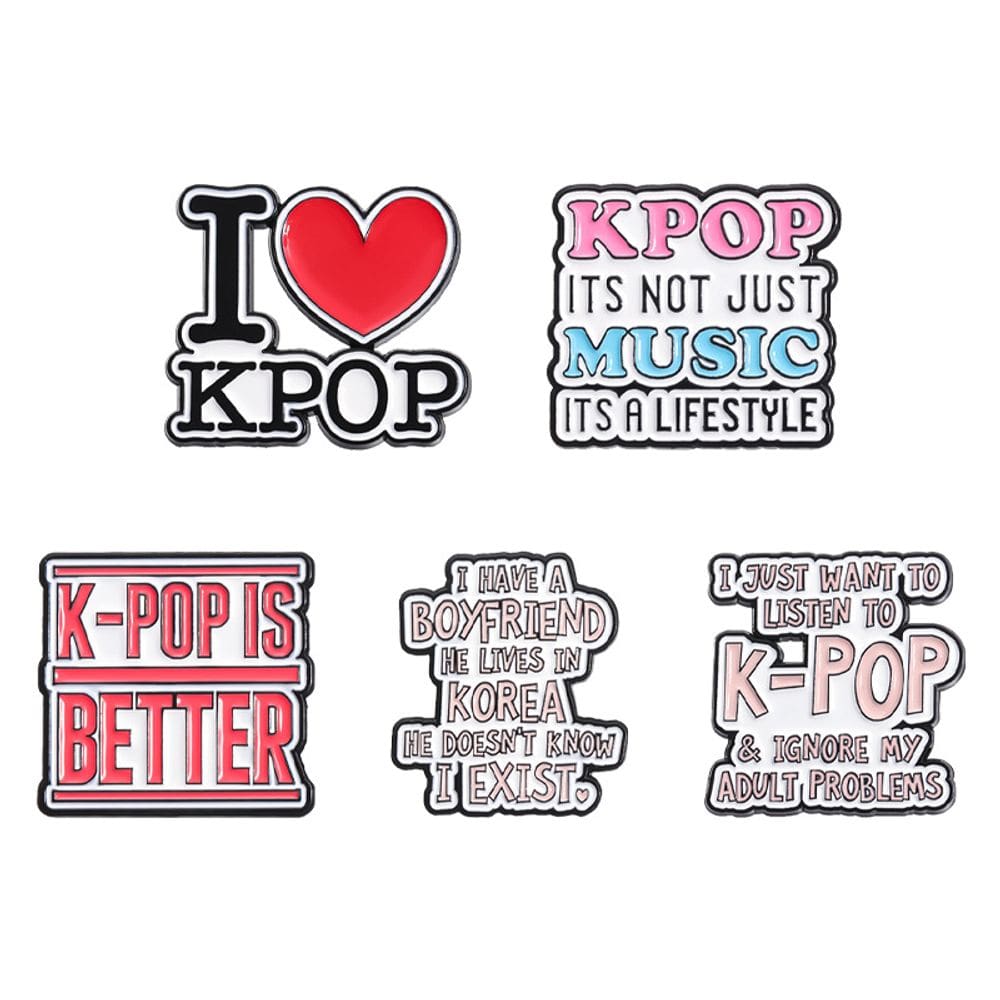 Conjunto de broches com tema K-Pop Motivational I Love Kpop