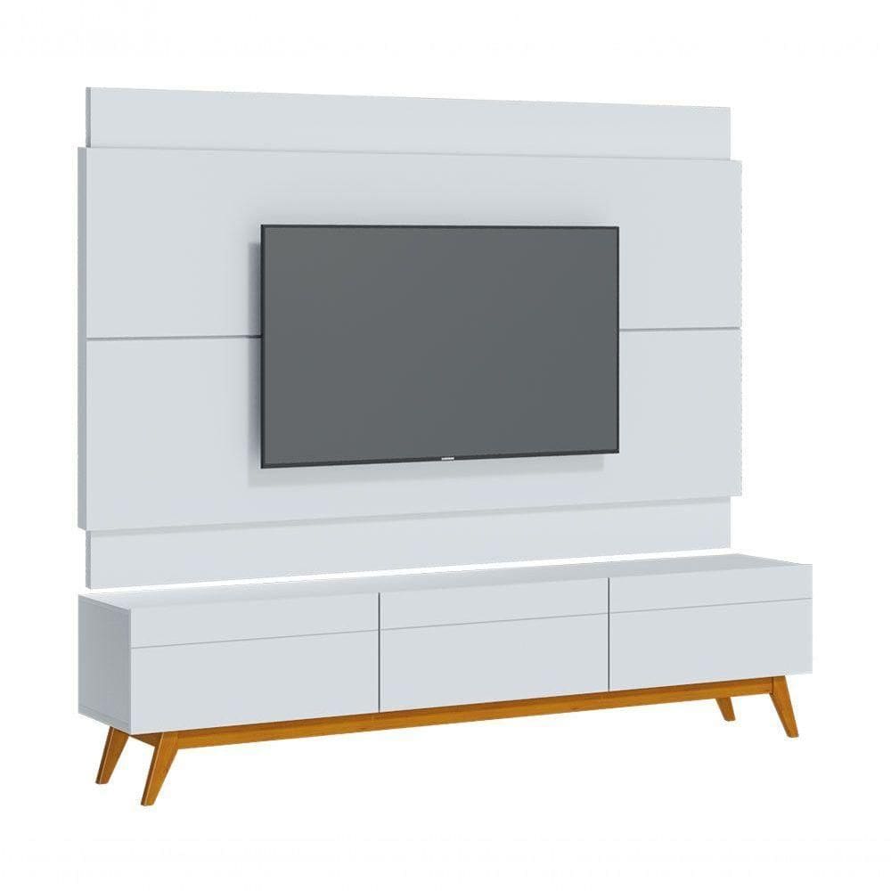 Rack Com Painel Classic 3g Com Branco Acetinado - Imcal Móveis