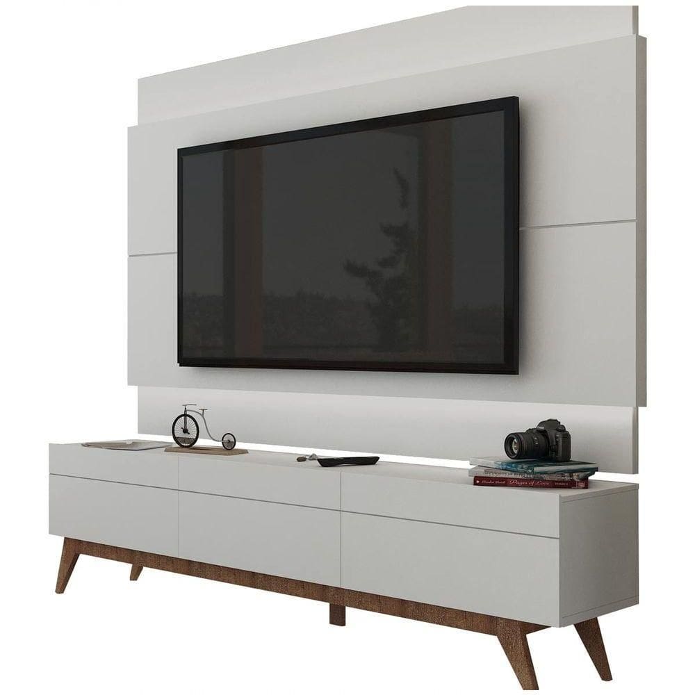 Rack Com Painel Para Tv 55 Polegadas Branco Classic 3g Com Led - Imcal Móveis