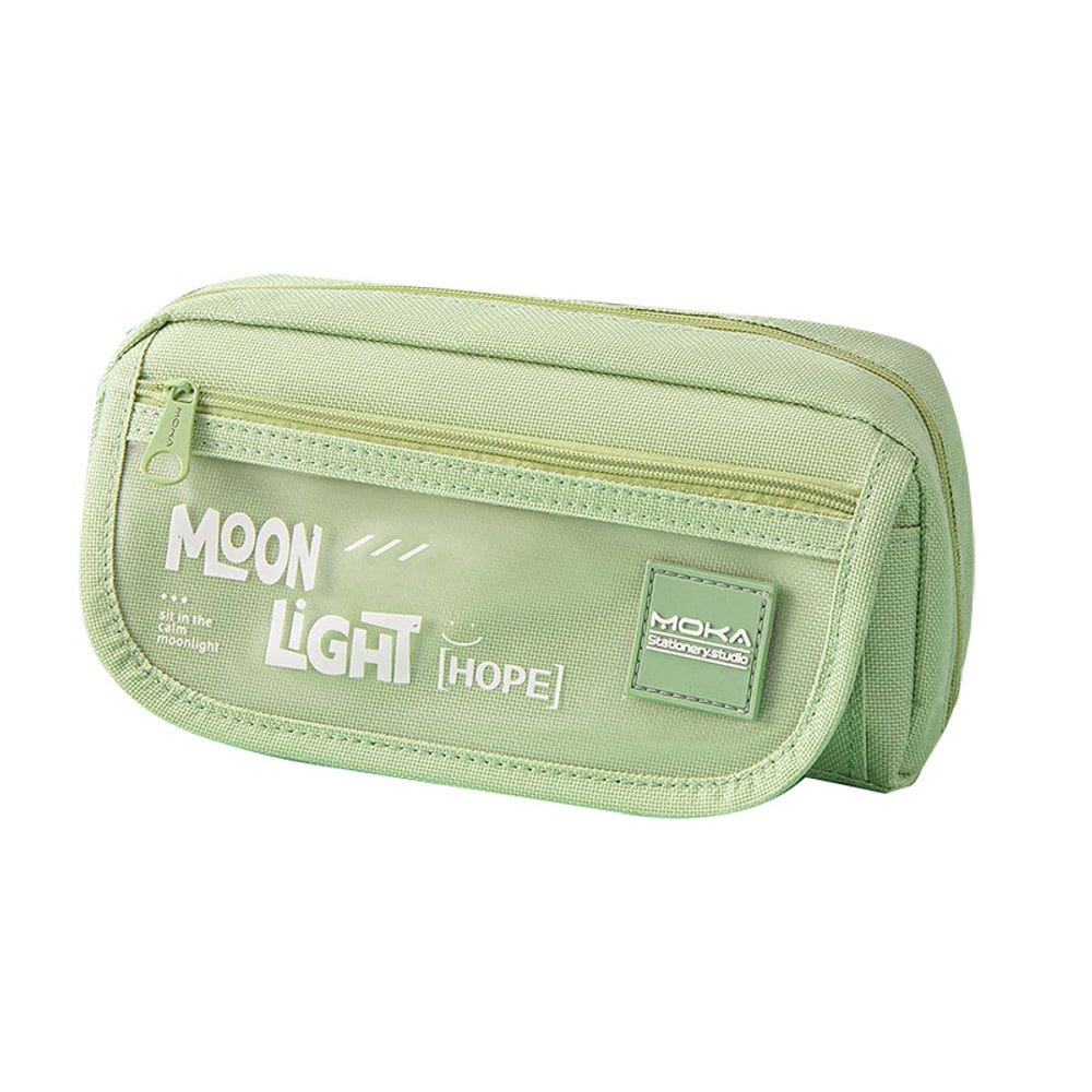 Estojo para lápis Moon Light Hope Green Canvas de grande capacidade