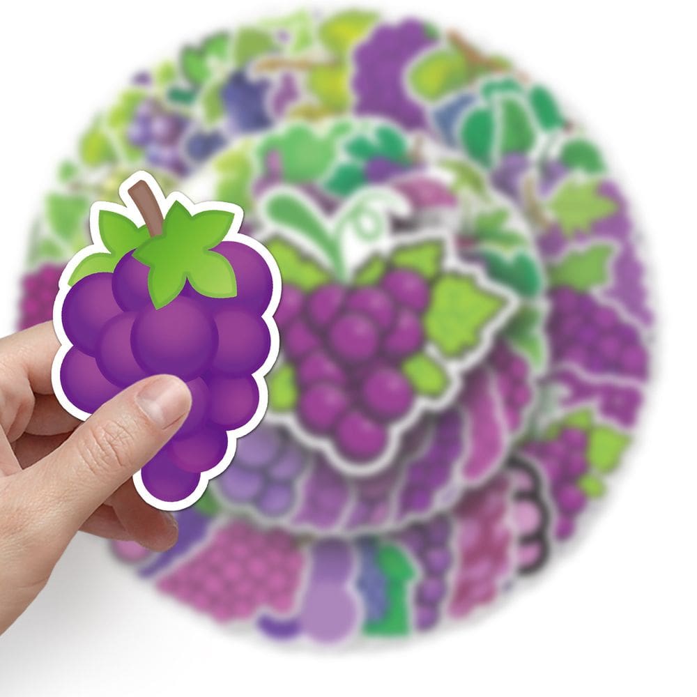Pacote de adesivos: fruta de uva, 50 peças de vinil roxo fofo de desenho animado
