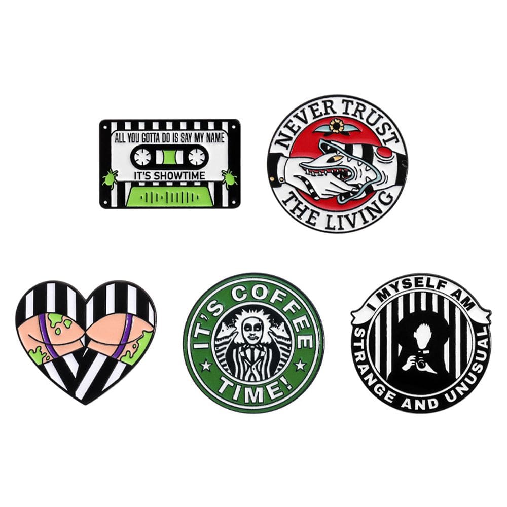 Conjunto de broches Gothic Striped Heart Cassette Tape Shark