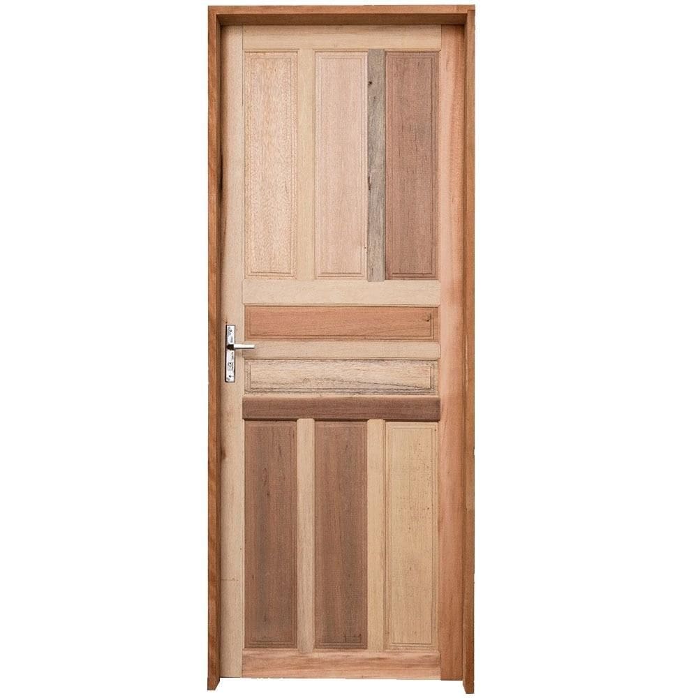 Kit Porta de Madeira Pinus Grantok Mista M09 Externa, Abertura à Esquerda 213x86 cm