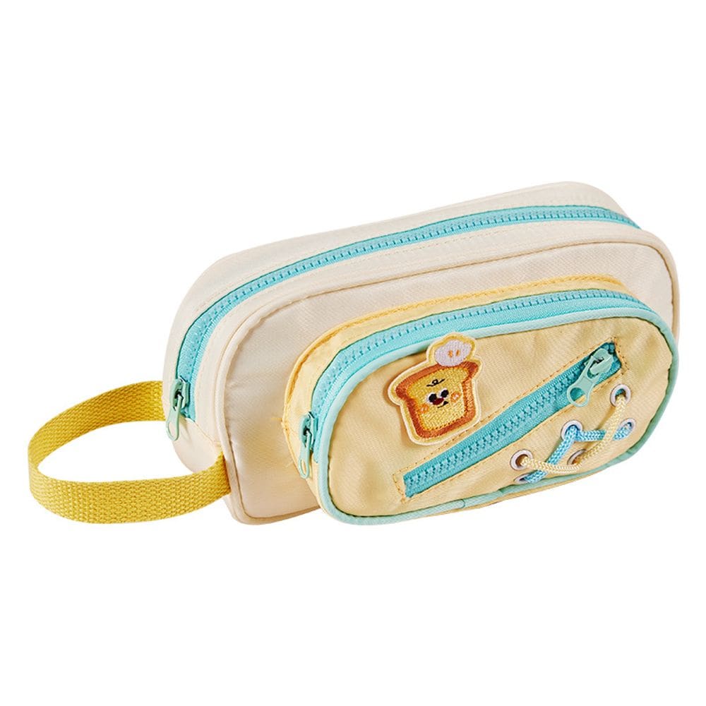 Estojo de lápis, lindo tecido Oxford com design de pão de grande capacidade