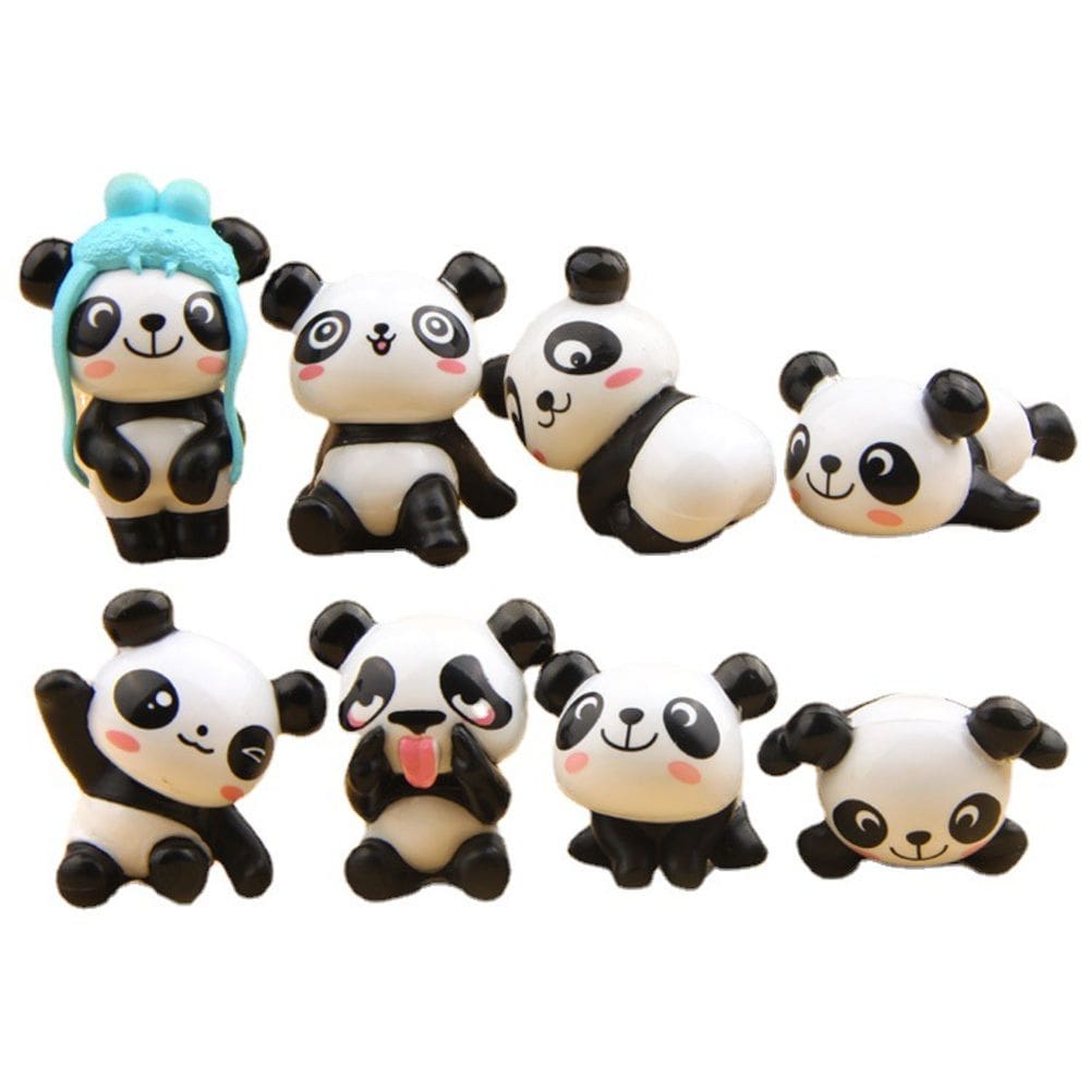 Conjunto de 8 peças para decoração de jardim Panda Figures em PVC 2,5-4,4 cm