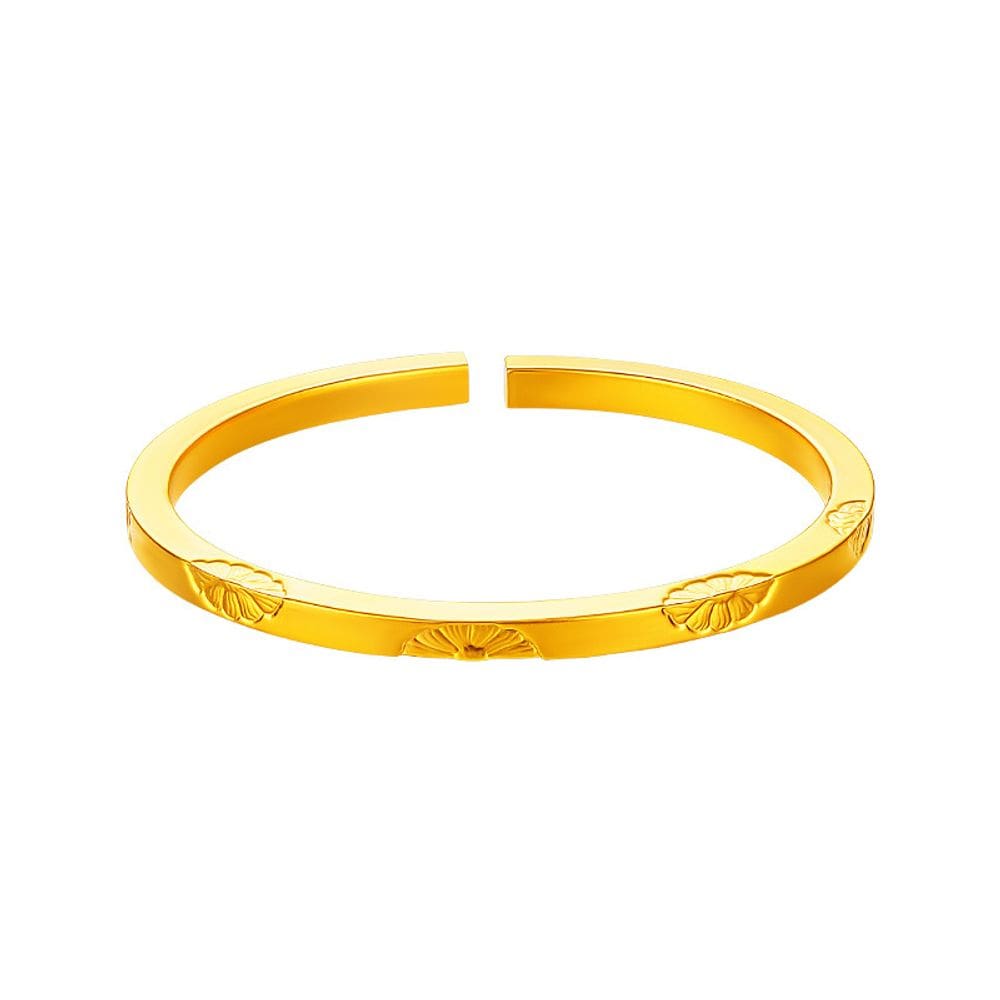 Pulseira Gold Placer Matte Daisy Open Cuff para mulheres