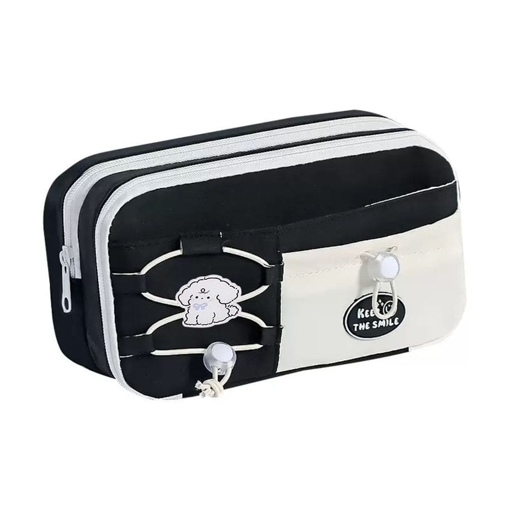 Estojo de lápis com design de cordão multicamada de grande capacidade