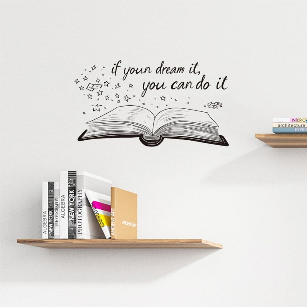 Adesivos de parede Inspirational Quote Book Design PVC 21x60cm