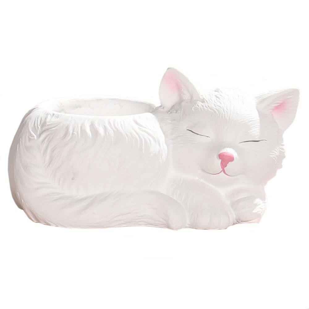 Vaso de flores em resina para gatos, desenho animado, animal, 11,8 x 7,8 x 5,8 cm