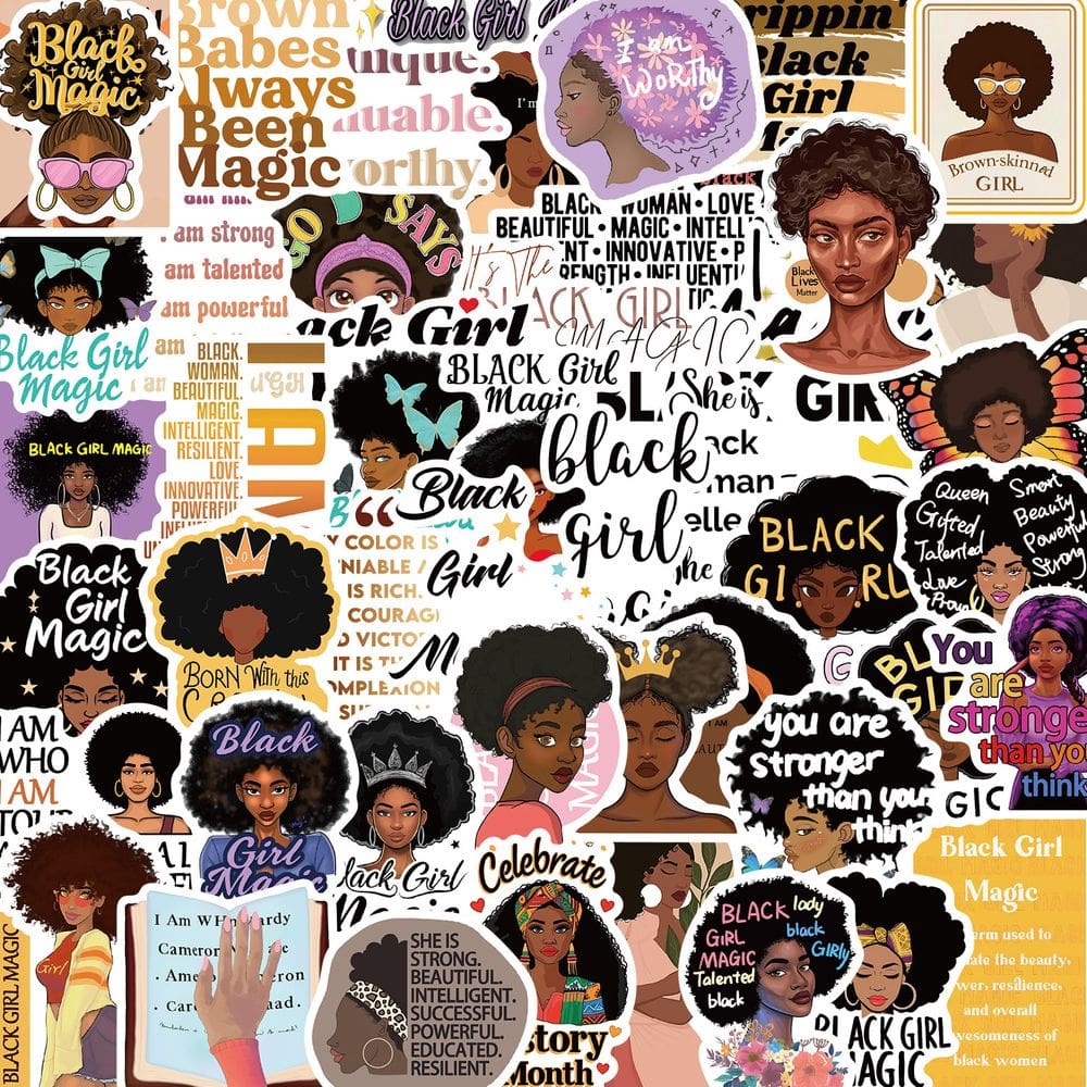 Pacote de adesivos Black Girl Magic, 50 peças de vinil impermeável