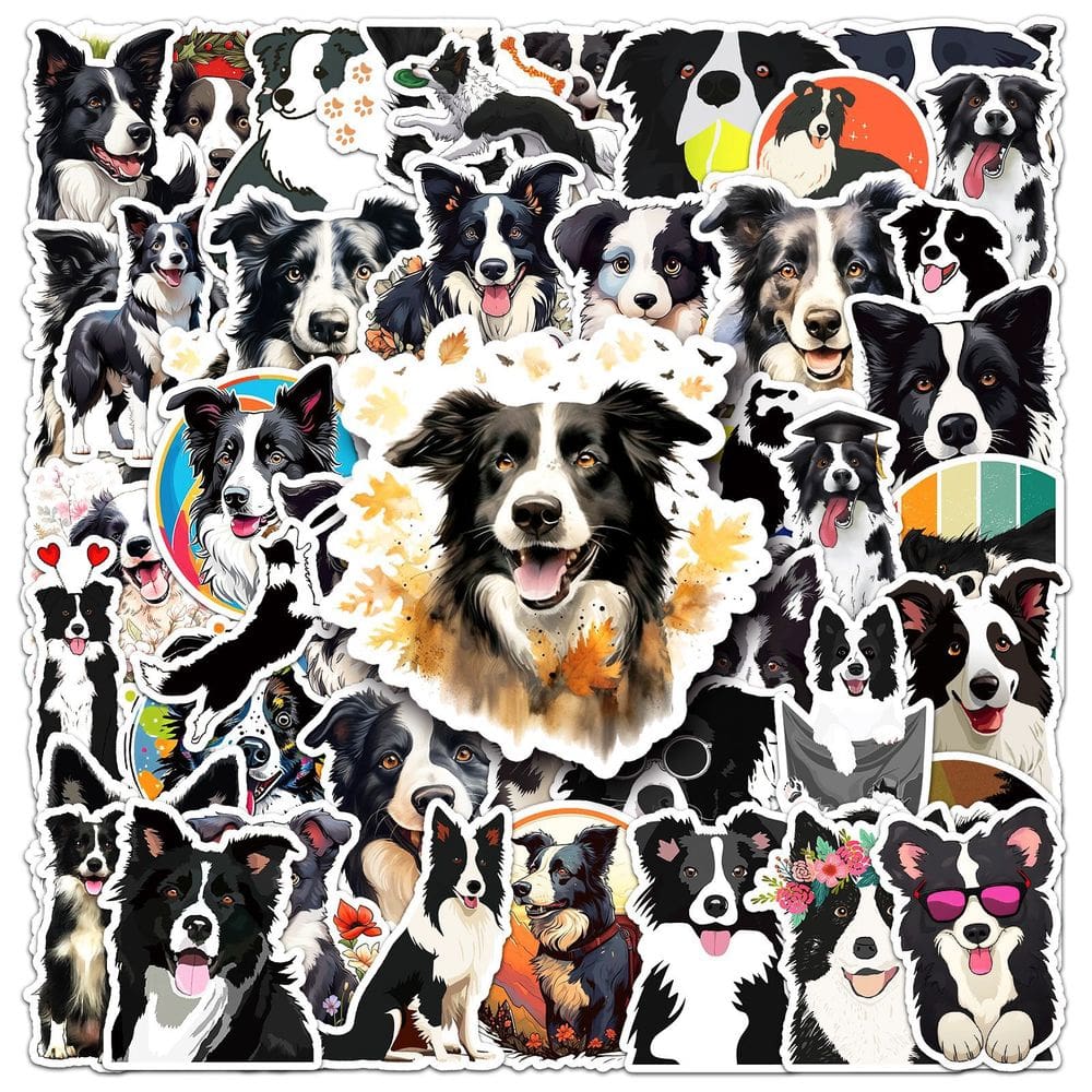 Pacote de adesivos Border Collie Theme Collie, 50 unidades