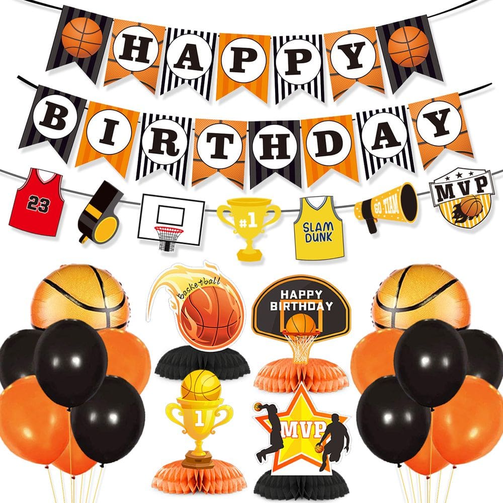 Kit de decoração de festa de basquete, 14 peças com tema de basquete