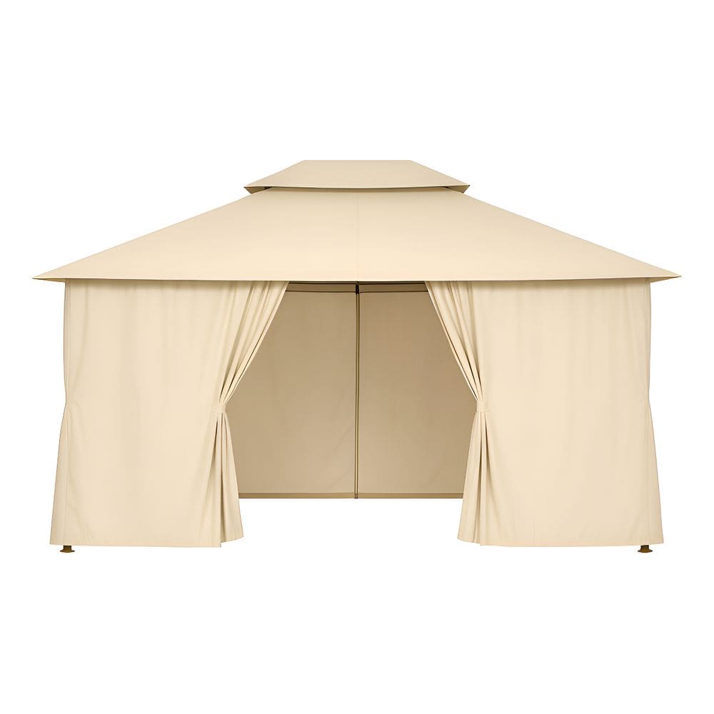 Gazebo Tenda 4x3m De Aco Com Cortinas Em Poliester Malibu Bege