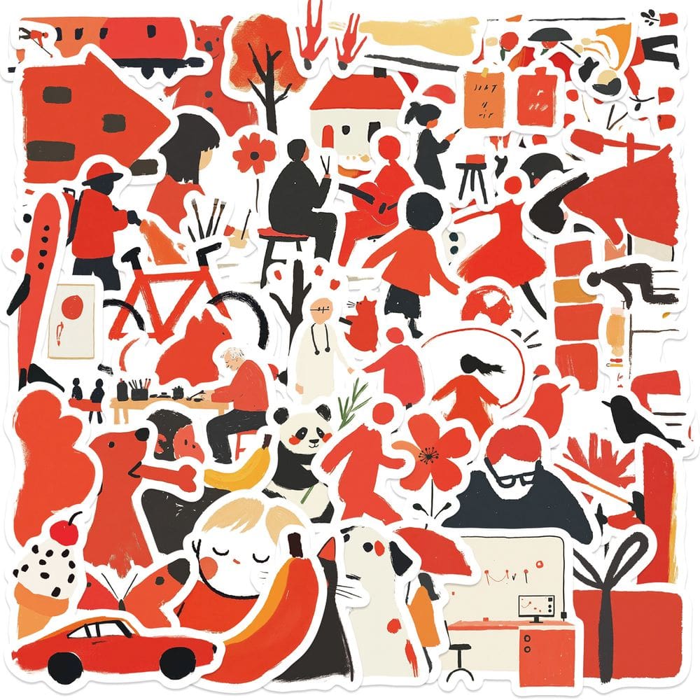 Conjunto de adesivos minimalista retrô, 50 peças Simple Line Art