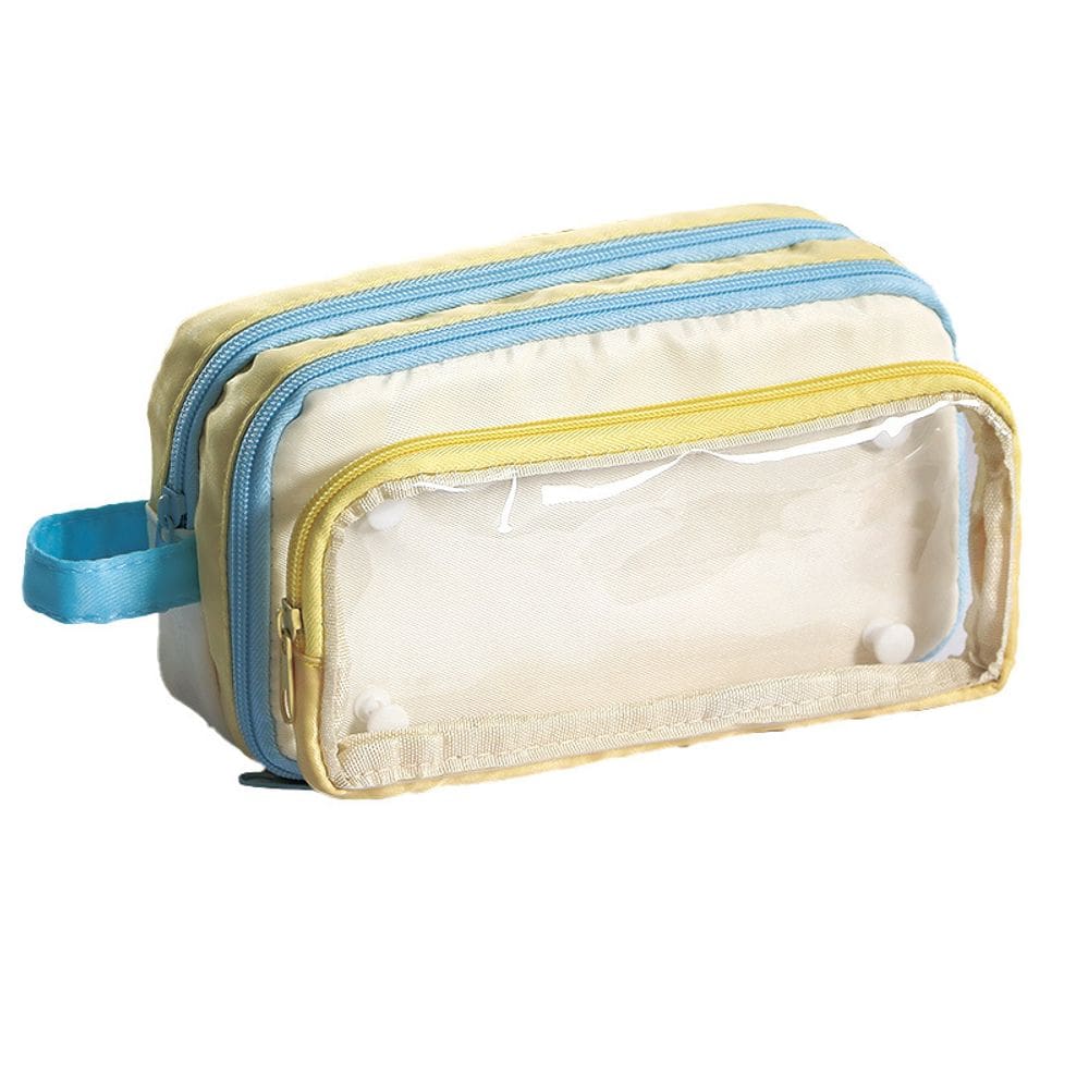 Estojo de lápis transparente de grande capacidade com compa removível