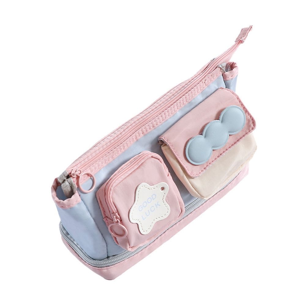 Estojo de lápis multicolorido de grande capacidade com alça estética