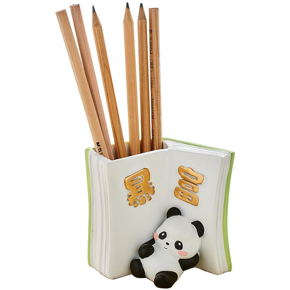 Porta-canetas: recipiente em forma de livro de resina Cute Panda Design