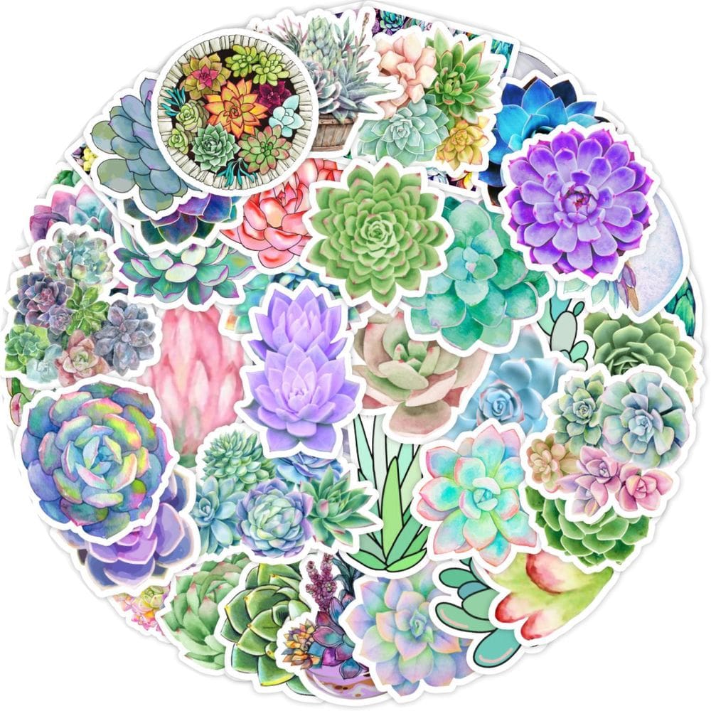 Adesivos Suculent & Cactus Scrapbook Journal Waterproof x50