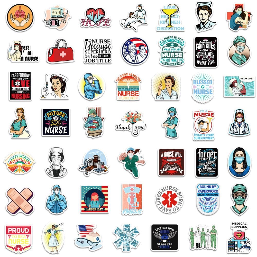 Pacote de adesivos Nurse Day Cartoon Nurse & Medical Theme x100